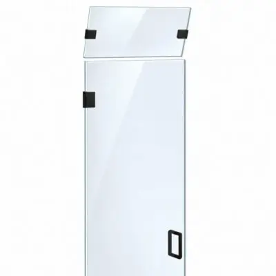 Frameless glass door with black hardware