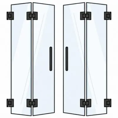Pair of frameless glass shower doors